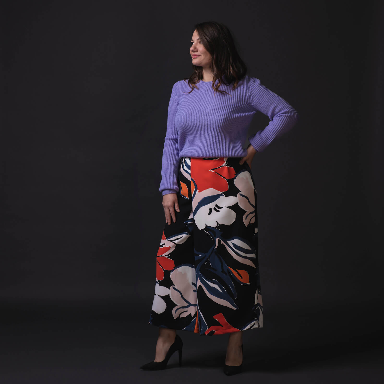 Pantalone Guenda panta palazzo fiori astratti - immagine 2