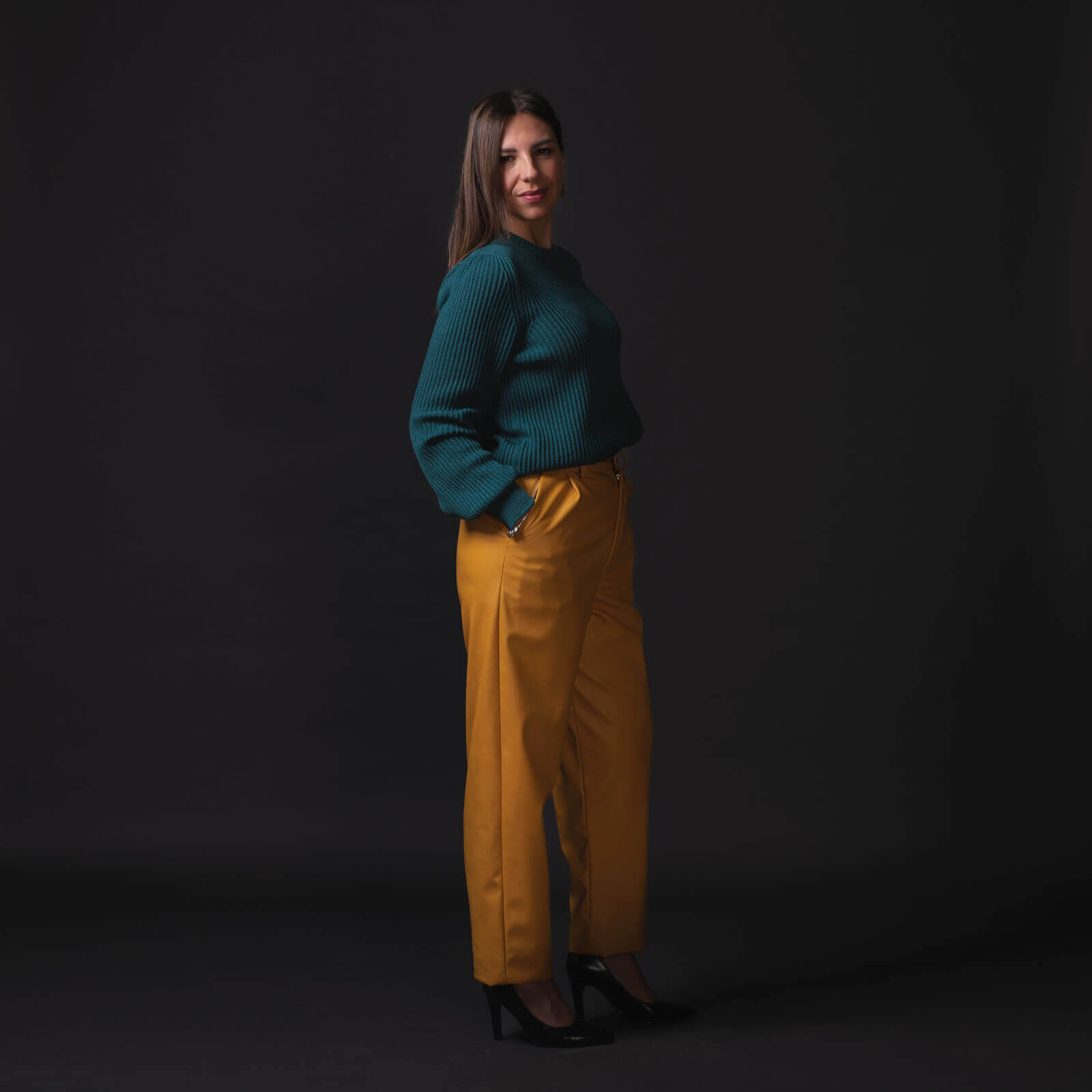 Pantalone Giulia senape vita alta - immagine 3