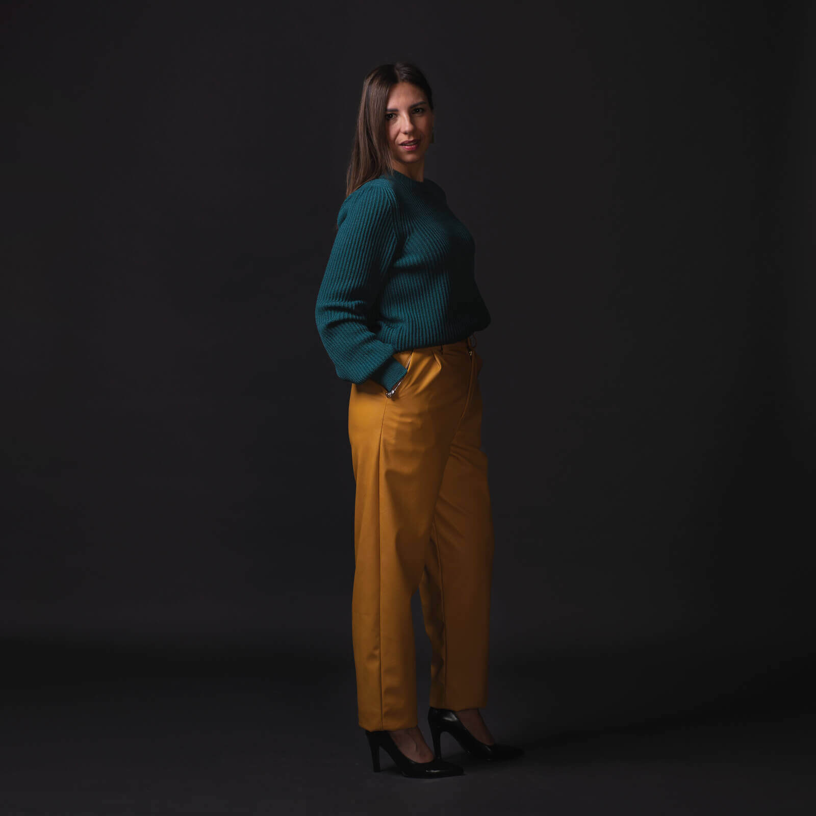 Pantalone Giulia senape vita alta - immagine 4