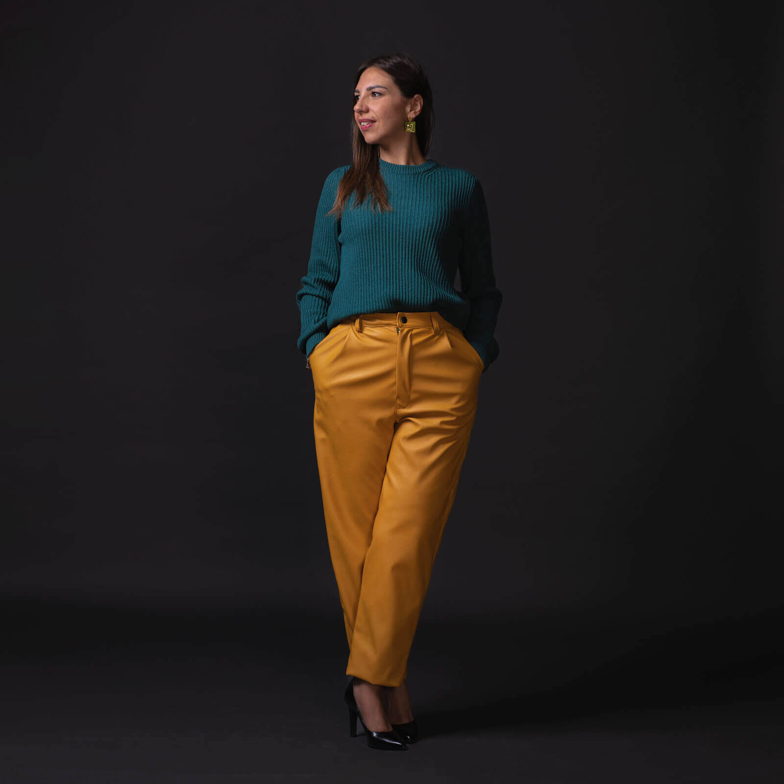 Pantalone Giulia senape vita alta - immagine 2