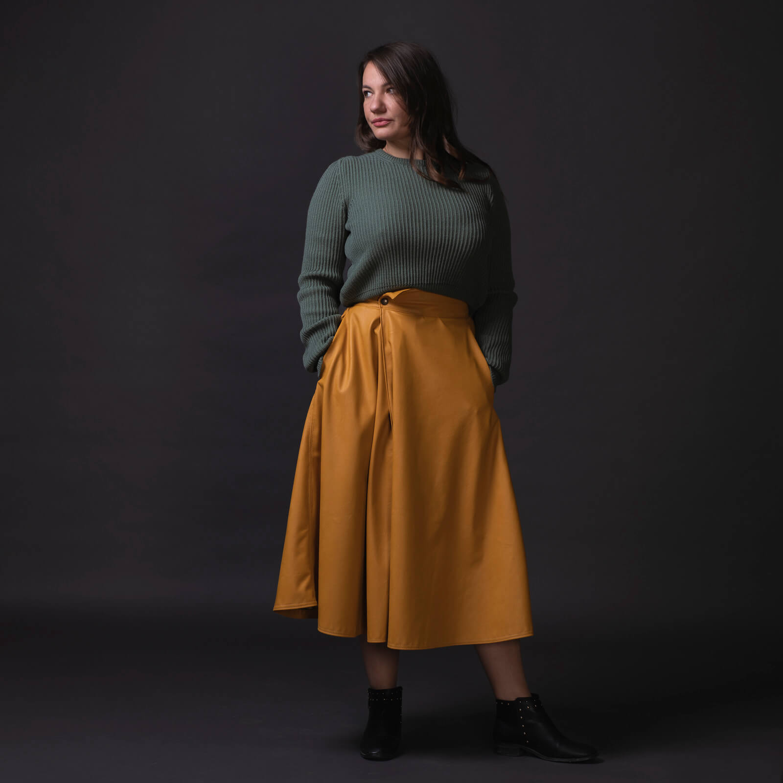 Maglioncino Bea verde militare in lana merinos - immagine 5