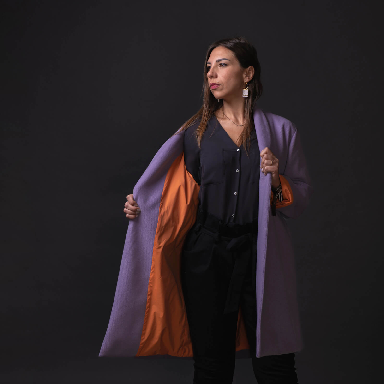 Cappotto Olivia lilla misto lana - immagine 3