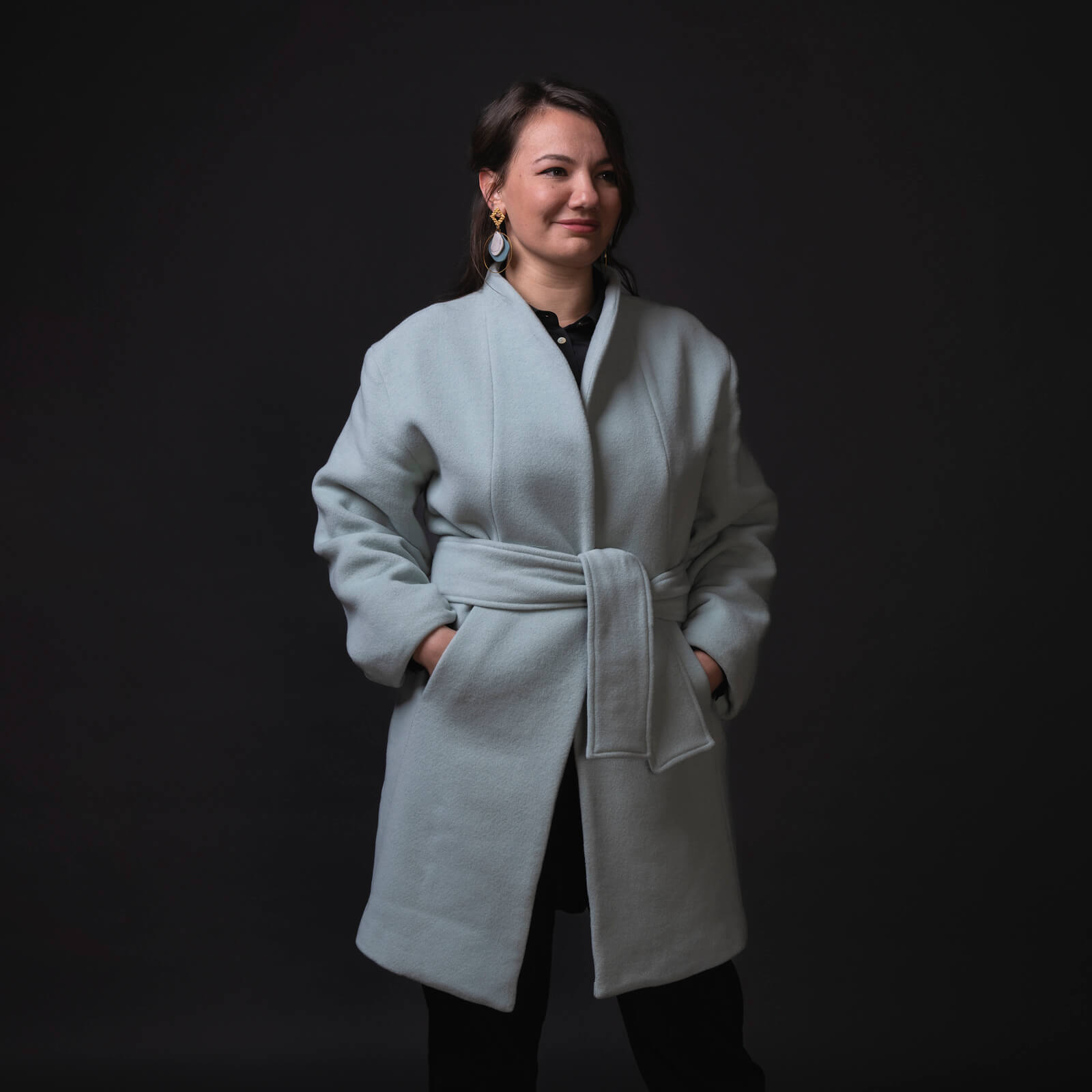 Cappotto Olivia verde salvia misto lana - immagine 2