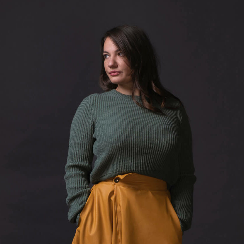 Maglioncino Bea verde militare in lana merinos
